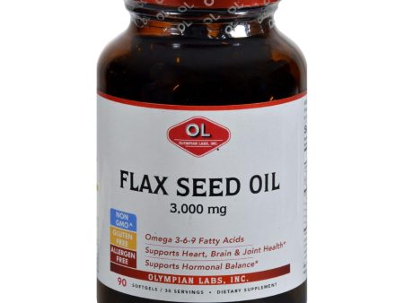 Olympian Labs Flax Seed Oil - Certified Organic - High Lignan - 3000 Mg - 90 Softgels Supply