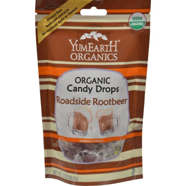 Yummy Earth Organic Candy Drops Roadside Root Beer - 3.3 Oz - Case Of 6 For Sale