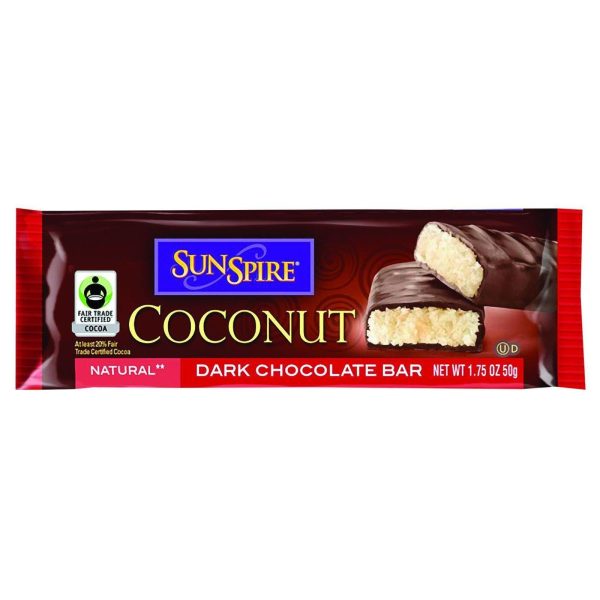 Sunspire Foods Coconut Bar - Premium Dark Chocolate - 1.75 Oz Bars - Case Of 24 For Cheap