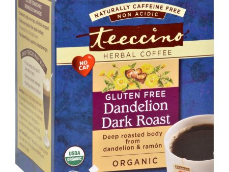 Teeccino Organic Herbal Coffee - Dandelion Dark Roast - 10 Bags - Case Of 6 For Sale