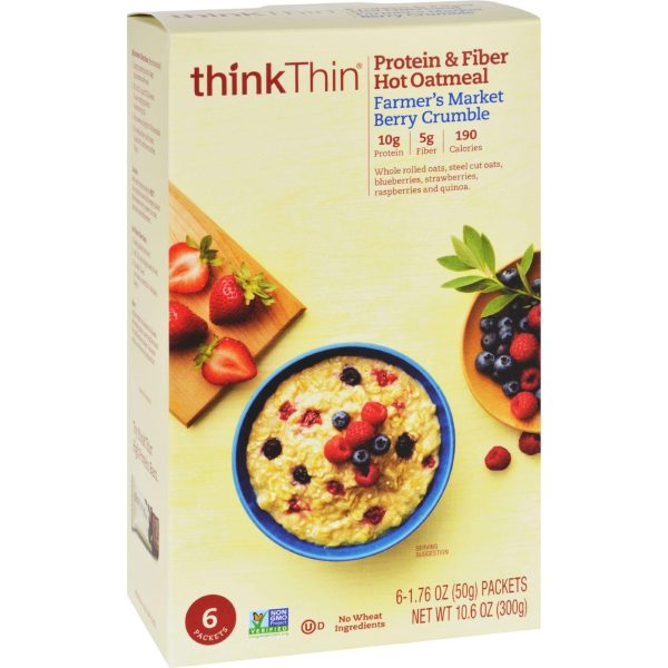 Think Products Oatmeal - Protein And Fiber Hot - Thinkthin - Farmers Market Berry Crumble - Box - 10.6 Oz - Case Of 12 Online now