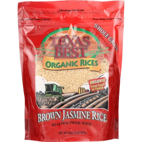 Texas Best Organics Rice - Organic - Jasmine Brown - 32 Oz - Case Of 6 Online now