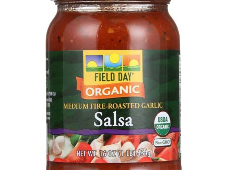 Field Day Salsa - Organic - Fire Roasted Garlic - Medium - 16 Oz - Case Of 12 Sale