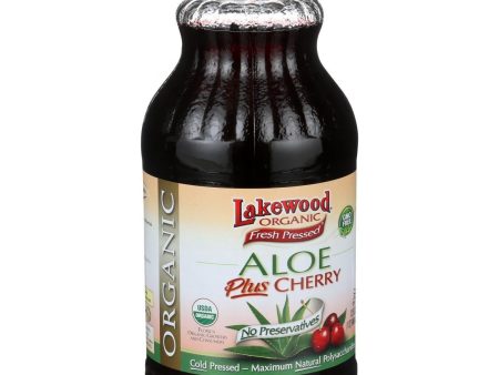 Lakewood Organic Aloe Juice - Whole Leaf - Fresh Pressed - Plus Cherry - 32 Oz For Sale