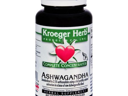 Kroeger Herb Ashwagandha - Complete Concentrate - 60 Vegetarian Capsules Online now