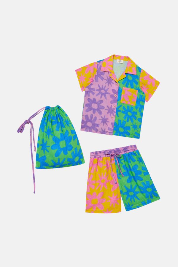 Spliced Floral Kids PJ Set Online Sale