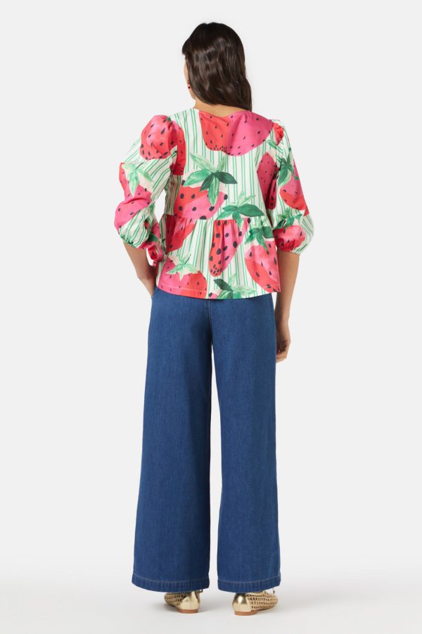 Strawberry Patch Smock Top For Cheap